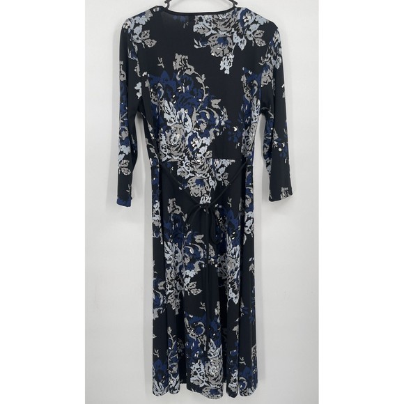 NINE & CO. MULTI-COLOR FLORAL DESIGN 3/4 SLEEVE DRESS SIZE L - Picture 5 of 6